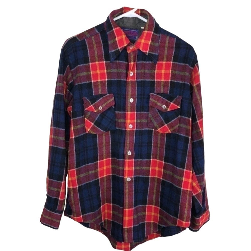 Vintage Ponderosa wool plaid button up shirt large